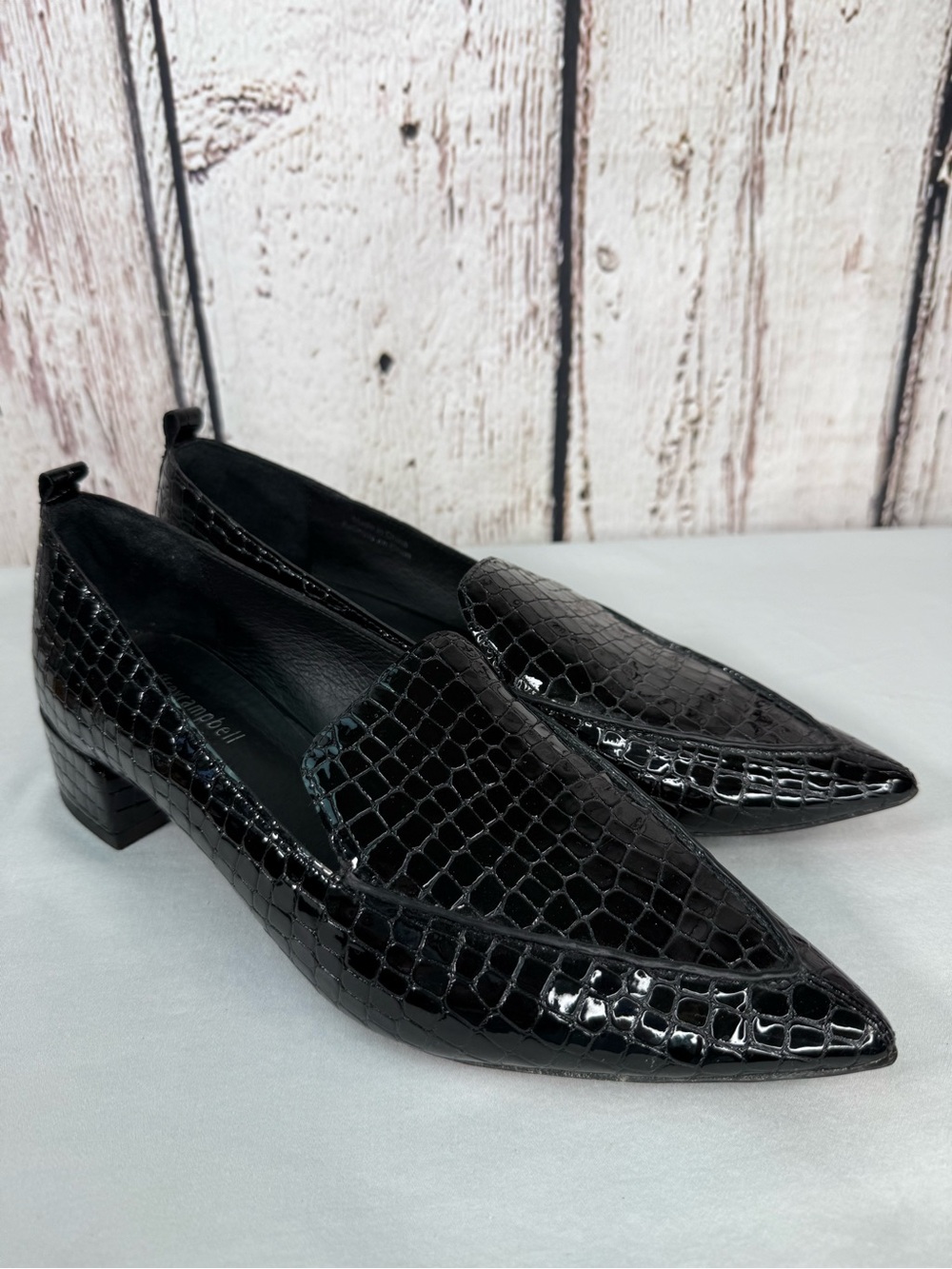Jeffrey Campbell for Anthropologie Viona Croc Embossed Patent Leather Loafers